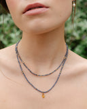 Ethereal Sapphire Necklace with Citrine charm