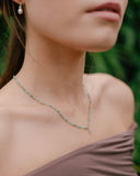 Gleaming Emerald Necklace with Blue Topaz charm