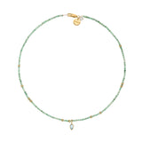 Gleaming Emerald Short Necklace with Charm