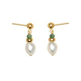 Gleaming Emerald & Pearl Droplet Earring